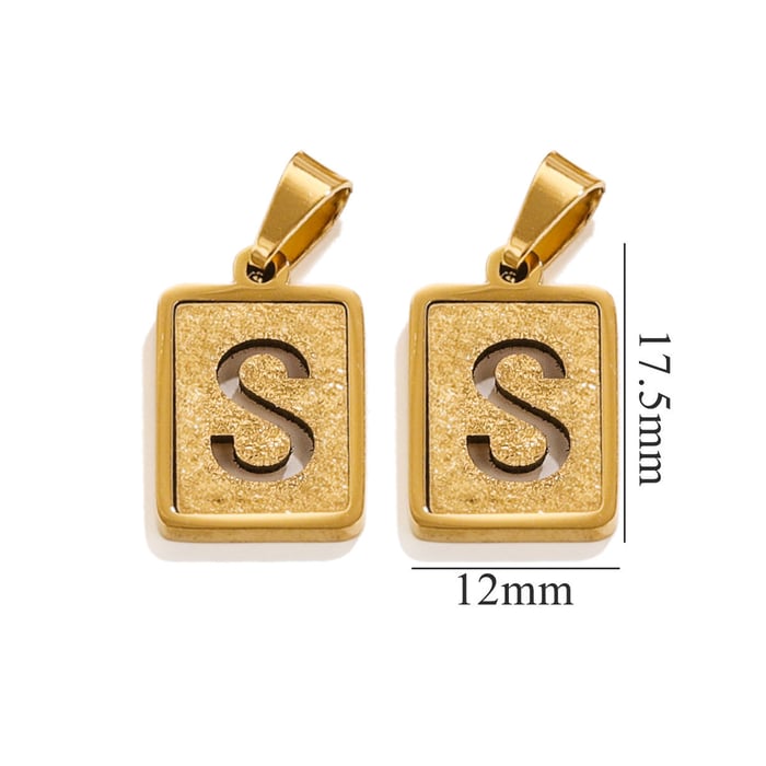 1 stuk eenvoudige modieuze stijl vierkante letter S vorm titanium staal  verguld unisex hanger 